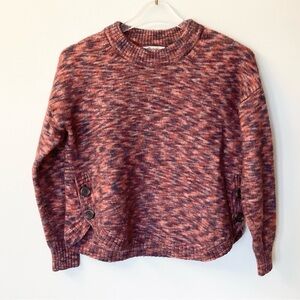 Madewell Spacedyed Birchmont Side Button Pullover Sweater MC841 - Sangria - S